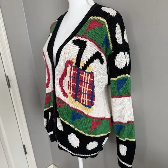 Vintage Cape Isle Knitters Golf Cardigan Sweater Womens Large 90s Grandpa-Core - Picture 2 of 6